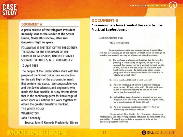 THE FIRST MOON LANDING, 1969 DOCUMENT B A memorandum from President Kennedy to Vice.