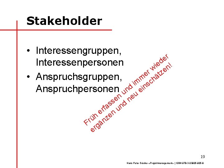 Stakeholder • Interessengruppen, r e Interessenpersonen ed n! i w e r z t