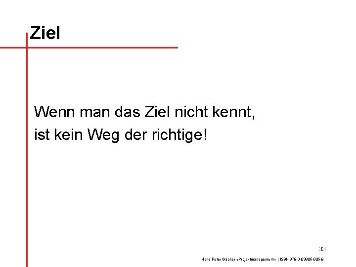 Ziel Wenn man das Ziel nicht kennt, ist kein Weg der richtige! 33 Hans