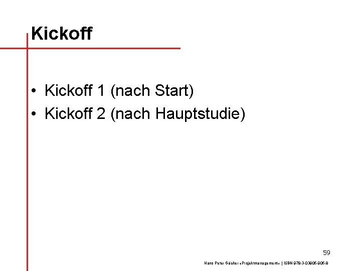 Kickoff • Kickoff 1 (nach Start) • Kickoff 2 (nach Hauptstudie) 59 Hans Peter