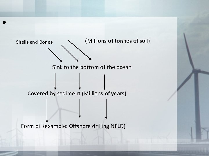  • Shells and Bones (Millions of tonnes of soil) Sink to the bottom