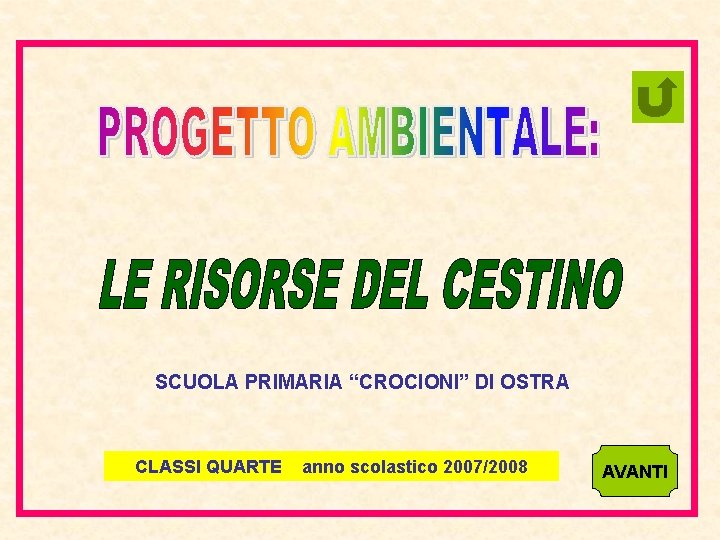 SCUOLA PRIMARIA “CROCIONI” DI OSTRA CLASSI QUARTE anno scolastico 2007/2008 AVANTI 