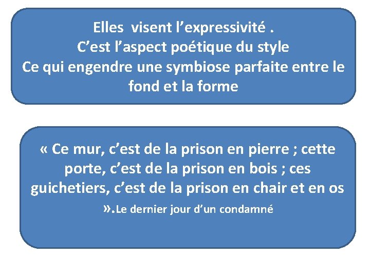 Elles visent l’expressivité. C’est l’aspect poétique du style Ce qui engendre une symbiose parfaite