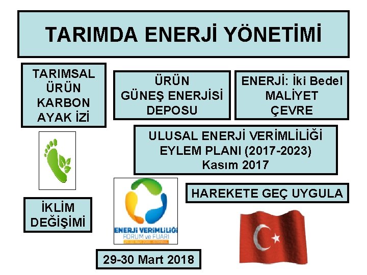 TARIMDA ENERJİ YÖNETİMİ TARIMSAL ÜRÜN KARBON AYAK İZİ ÜRÜN GÜNEŞ ENERJİSİ DEPOSU ENERJİ: İki