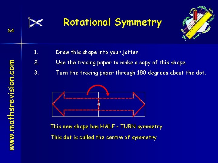 Rotational Symmetry www. mathsrevision. com S 4 1. Draw this shape into your jotter.