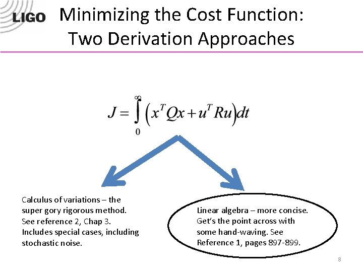 Minimizing the Cost Function: Two Derivation Approaches Calculus of variations – the super gory