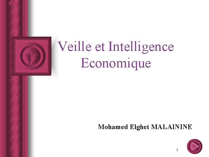 Veille et Intelligence Economique Mohamed Elghet MALAININE 1 