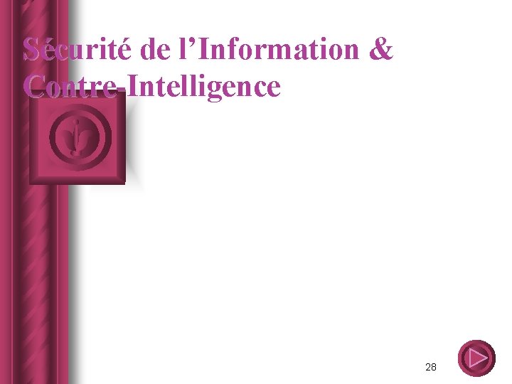 Sécurité de l’Information & Contre-Intelligence 28 