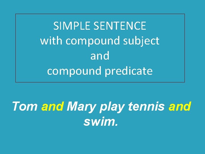 SIMPLE SENTENCE with compound subject and compound predicate Tom and Mary play tennis and