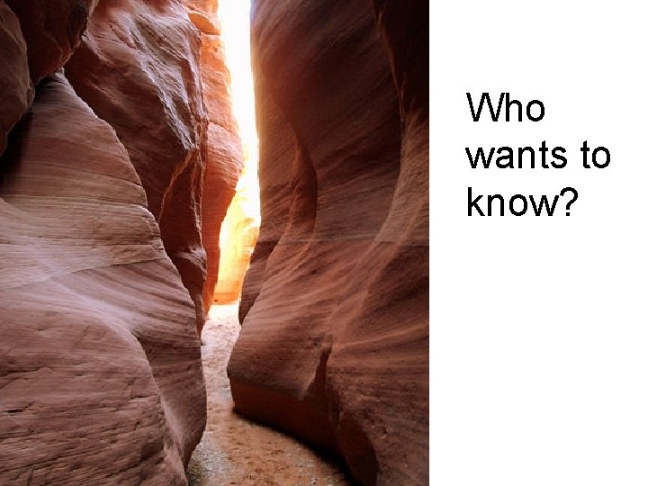 Who wants to know? Who wants to know?