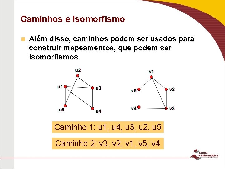 Caminhos e Isomorfismo n Além disso, caminhos podem ser usados para construir mapeamentos, que Caminhos e Isomorfismo n Além disso, caminhos podem ser usados para construir mapeamentos, que