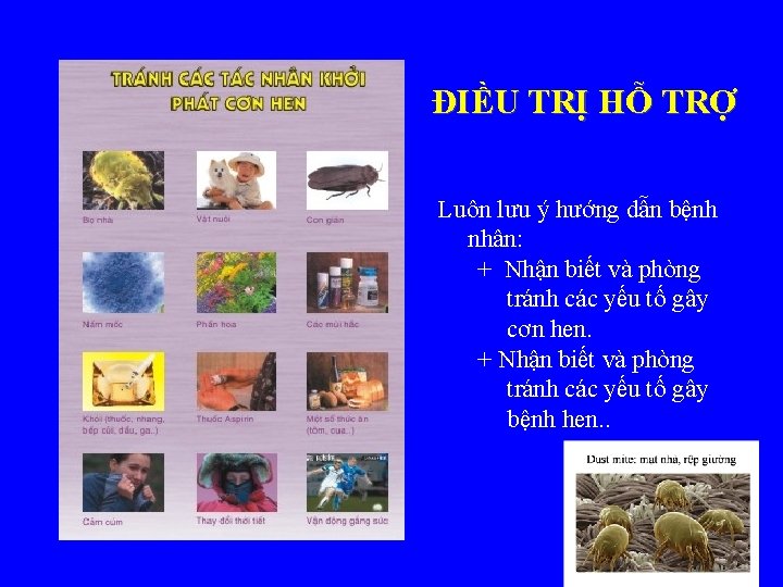 ĐIỀU TRỊ HỖ TRỢ Luôn lưu ý hướng dẫn bệnh nhân: + Nhận biết