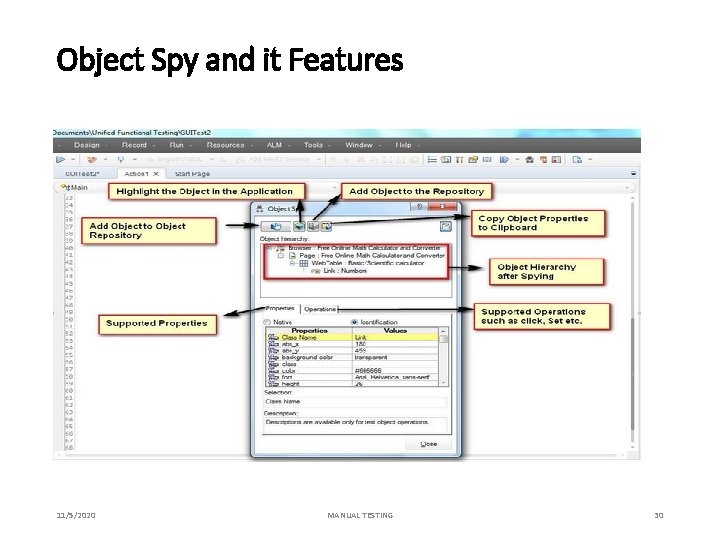 Object Spy and it Features 11/5/2020 MANUAL TESTING 30 