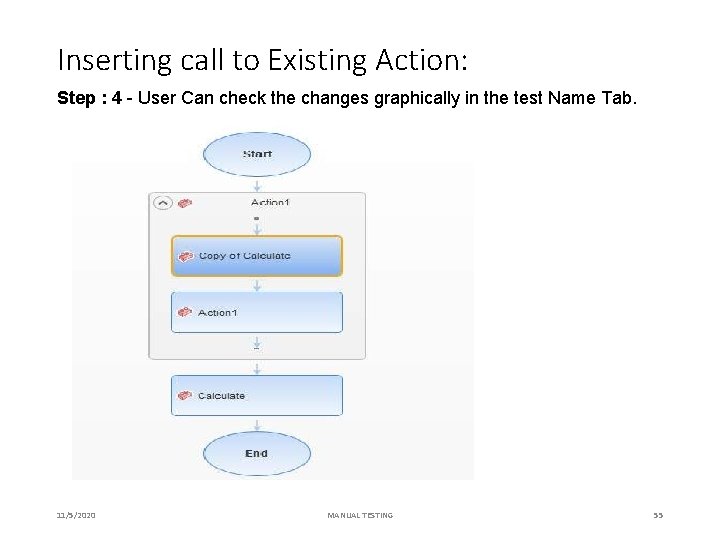 Inserting call to Existing Action: Step : 4 - User Can check the changes