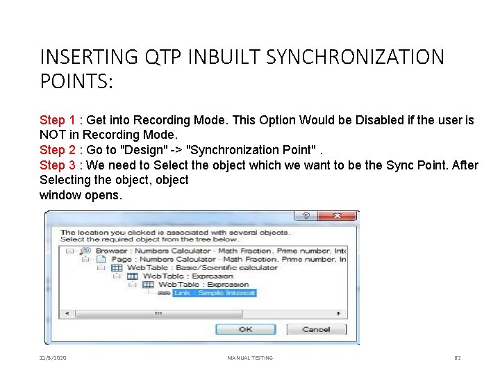 INSERTING QTP INBUILT SYNCHRONIZATION POINTS: Step 1 : Get into Recording Mode. This Option