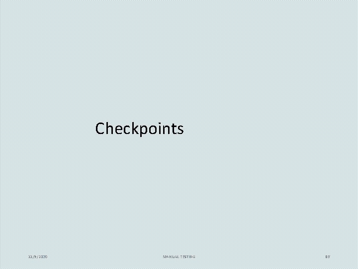 Checkpoints 11/5/2020 MANUAL TESTING 66 