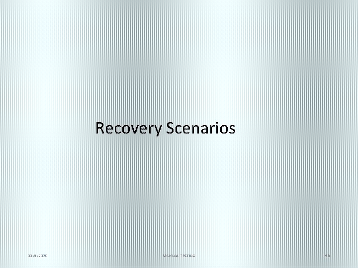 Recovery Scenarios 11/5/2020 MANUAL TESTING 96 