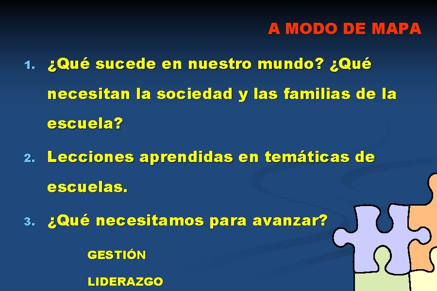 A MODO DE MAPA 1. ¿Qué sucede en nuestro mundo? ¿Qué necesitan la sociedad