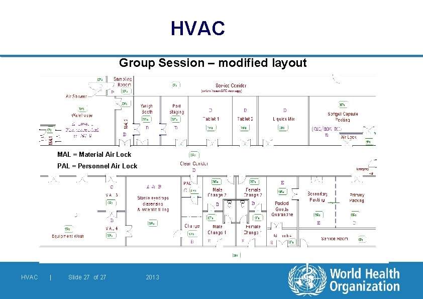 HVAC Group Session – modified layout MAL = Material Air Lock PAL = Personnel