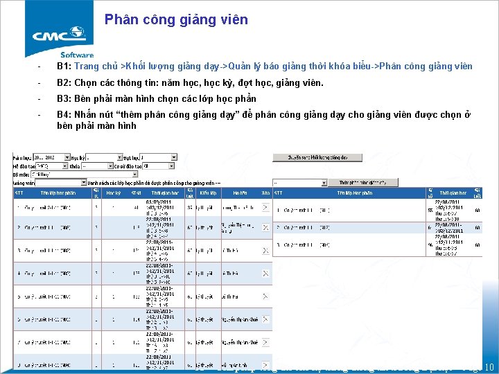 Phân công giảng viên - B 1: Trang chủ >Khối lượng giảng dạy->Quản lý