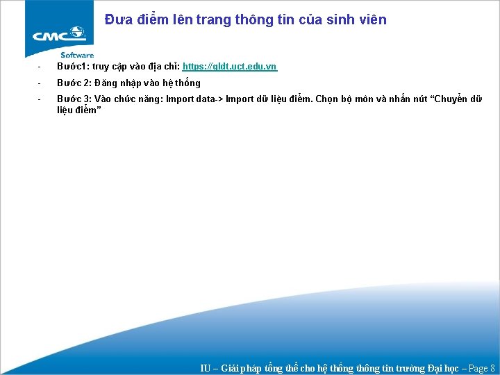 Đưa điểm lên trang thông tin của sinh viên - Bước 1: truy cập