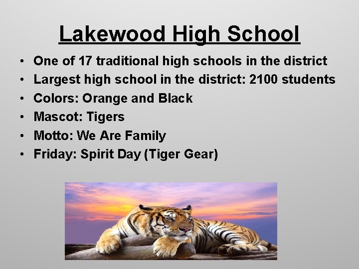Lakewood High School • • • One of 17 traditional high schools in the