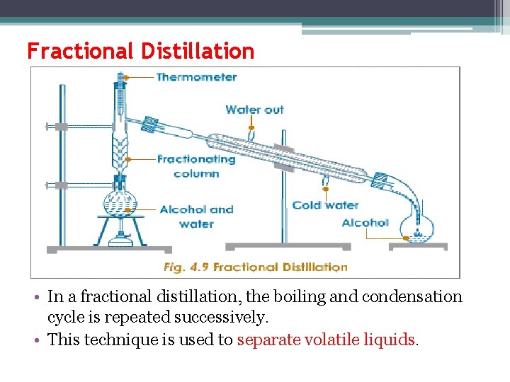 Fractional Distillation • In a fractional distillation, the boiling and condensation cycle is repeated