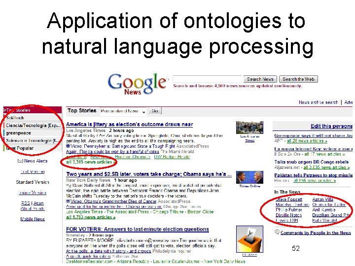 Application of ontologies to natural language processing 52 