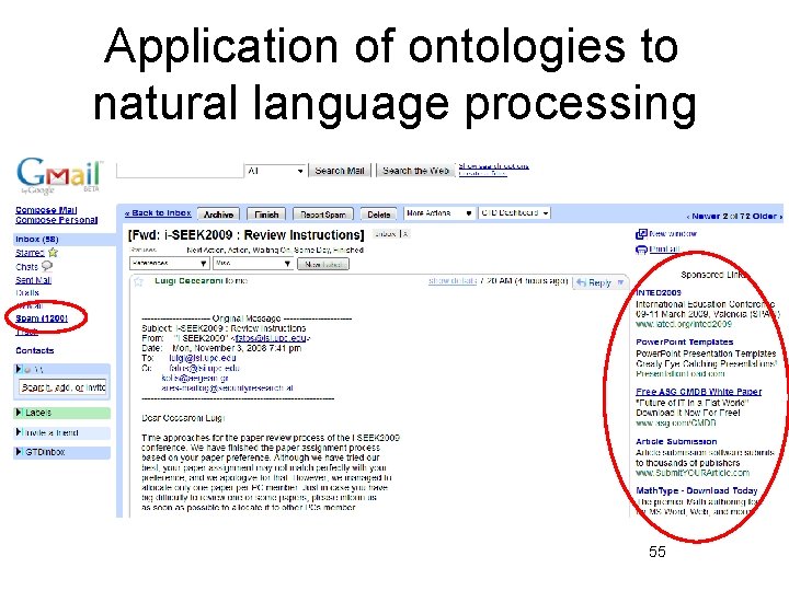 Application of ontologies to natural language processing 55 