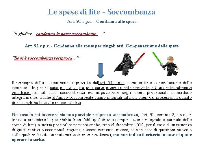 Le spese di lite - Soccombenza Art. 91 c. p. c. - Condanna alle