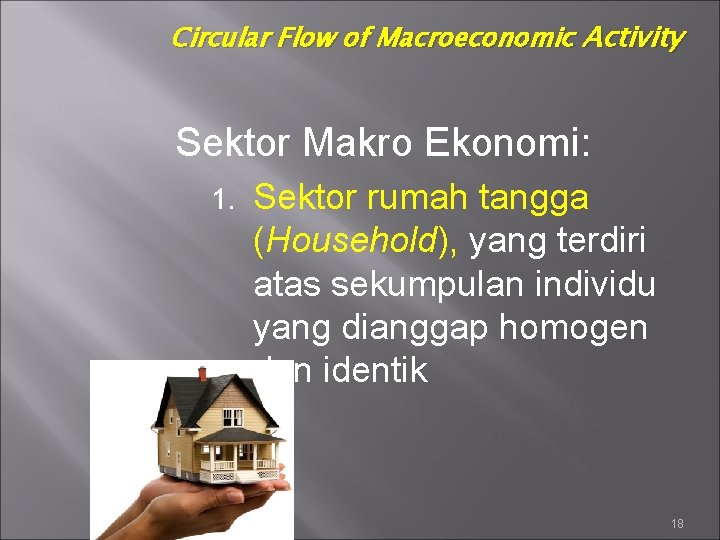 Circular Flow of Macroeconomic Activity Sektor Makro Ekonomi: 1. Sektor rumah tangga (Household), yang