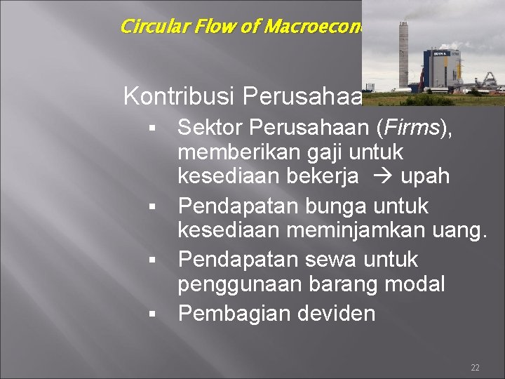 Circular Flow of Macroeconomic Activity Kontribusi Perusahaan : Sektor Perusahaan (Firms), memberikan gaji untuk