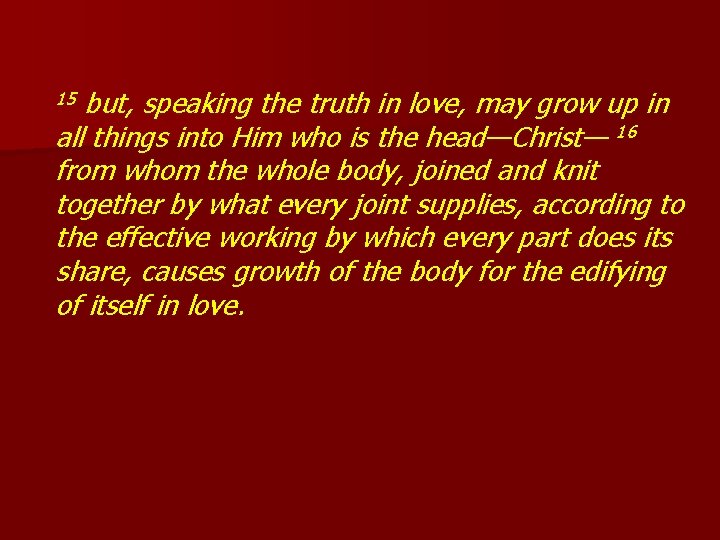 but, speaking the truth in love, may grow up in all things into Him
