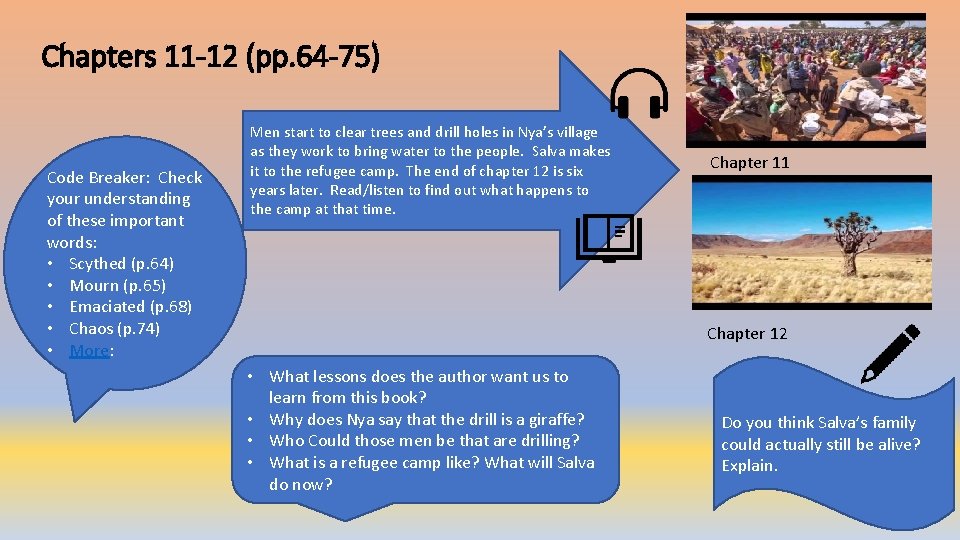 Chapters 11 -12 (pp. 64 -75) Code Breaker: Check your understanding of these important