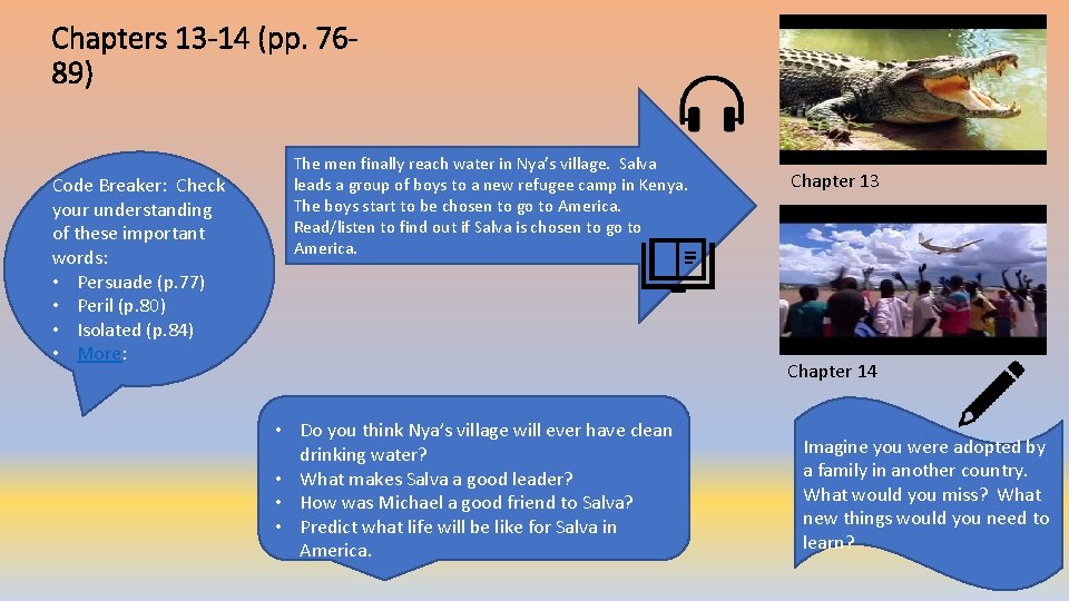 Chapters 13 -14 (pp. 7689) Code Breaker: Check your understanding of these important words: