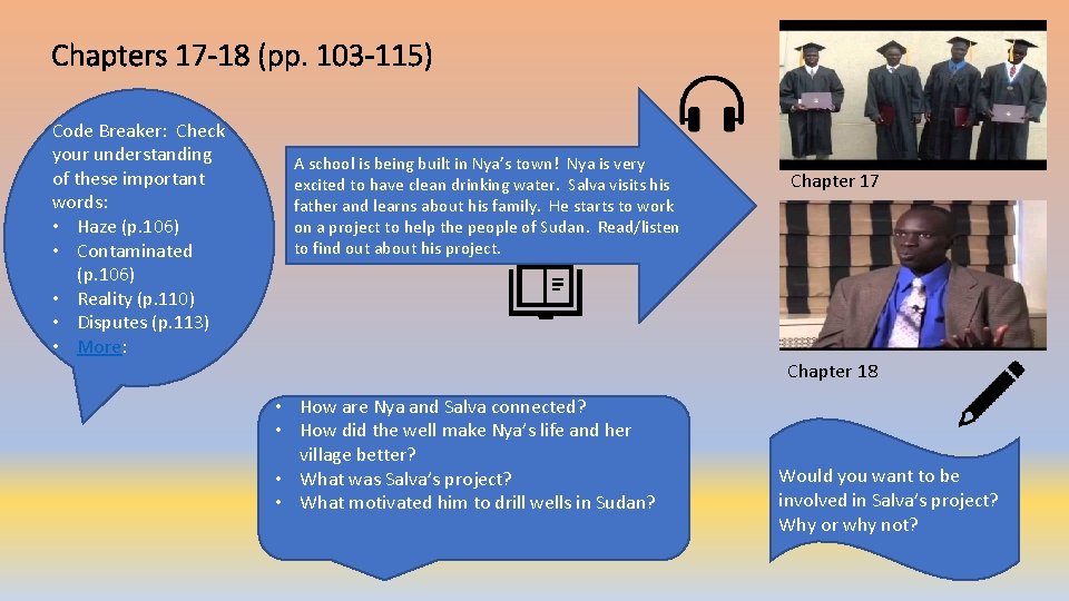 Chapters 17 -18 (pp. 103 -115) Code Breaker: Check your understanding of these important