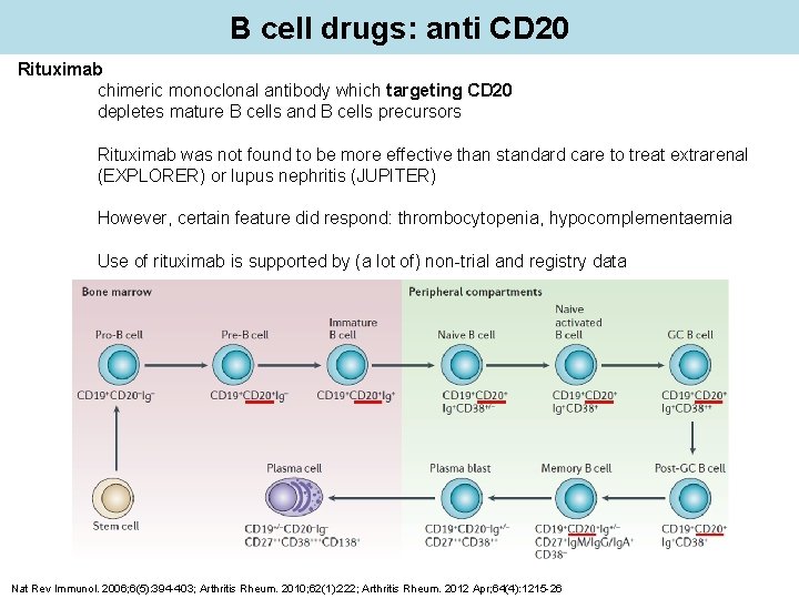 B cell drugs: anti CD 20 Rituximab chimeric monoclonal antibody which targeting CD 20