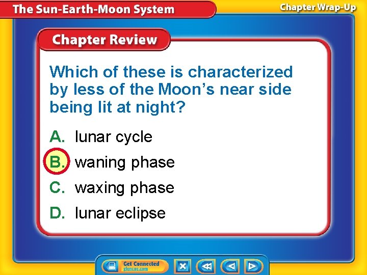 Which of these is characterized by less of the Moon’s near side being lit