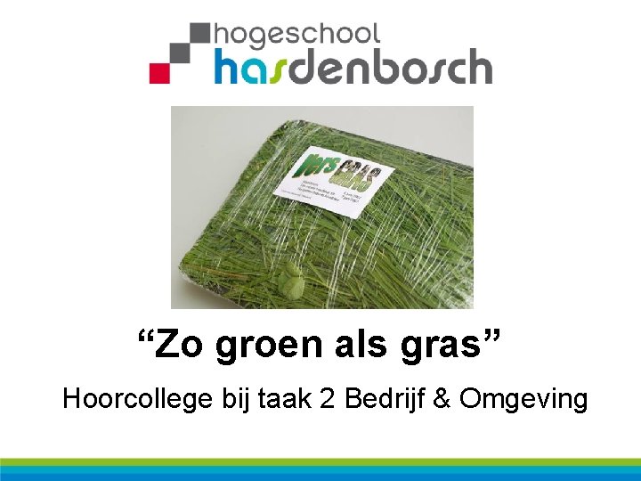 “Zo groen als gras” Hoorcollege bij taak 2 Bedrijf & Omgeving 
