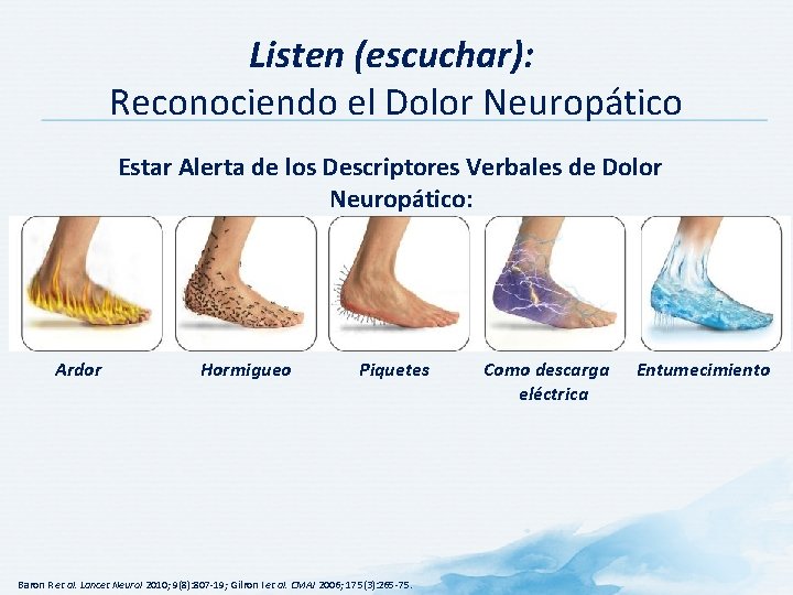 Listen (escuchar): Reconociendo el Dolor Neuropático Estar Alerta de los Descriptores Verbales de Dolor