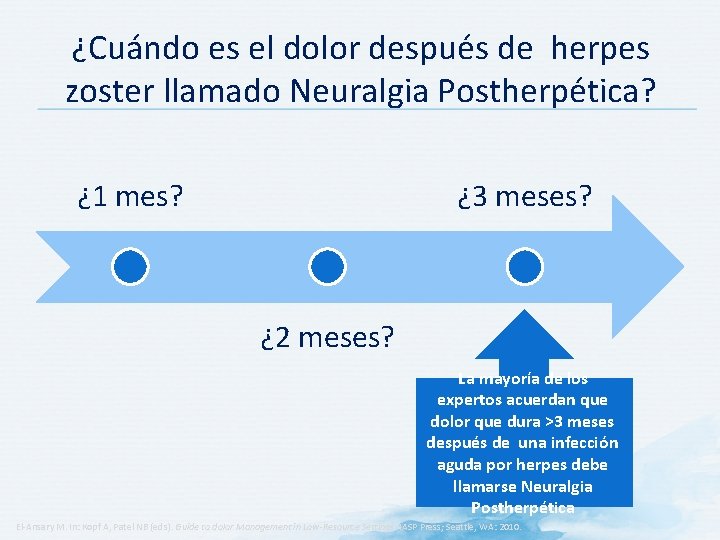 ¿Cuándo es el dolor después de herpes zoster llamado Neuralgia Postherpética? ¿ 1 mes?