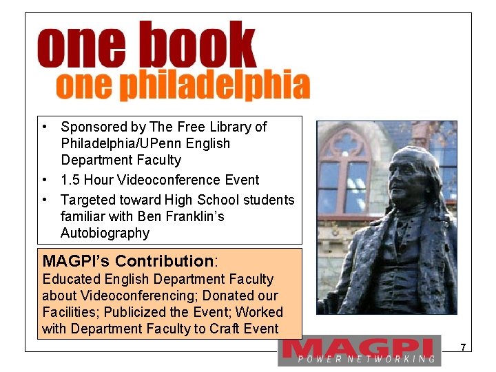  • Sponsored by The Free Library of Philadelphia/UPenn English Department Faculty • 1.