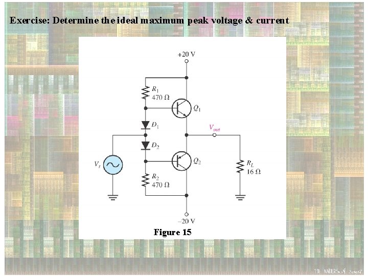 Exercise: Determine the ideal maximum peak voltage & current Figure 15 