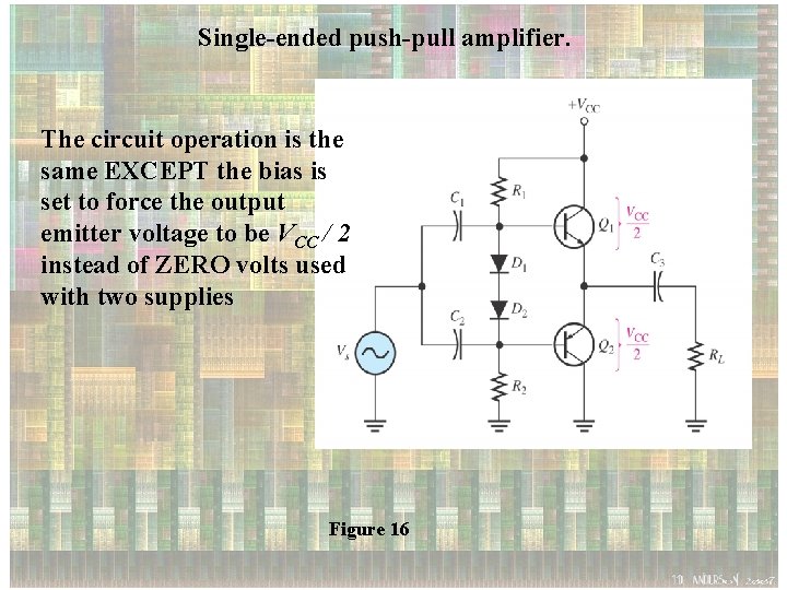 Single-ended push-pull amplifier. The circuit operation is the same EXCEPT the bias is set