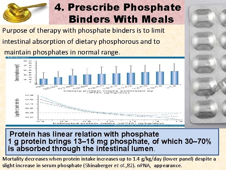 4. Prescribe Phosphate Binders With Meals Purpose of therapy with phosphate binders is to