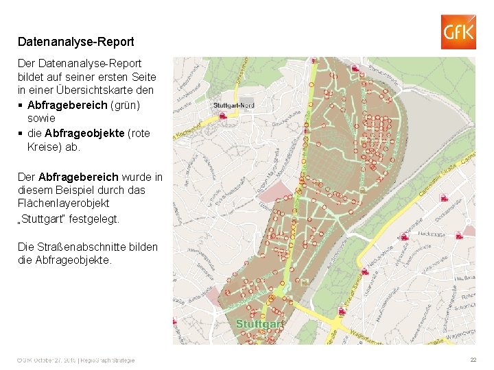 Datenanalyse-Report Der Datenanalyse-Report bildet auf seiner ersten Seite in einer Übersichtskarte den § Abfragebereich