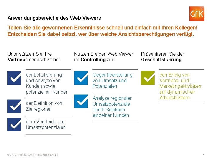 Anwendungsbereiche des Web Viewers Teilen Sie alle gewonnenen Erkenntnisse schnell und einfach mit Ihren