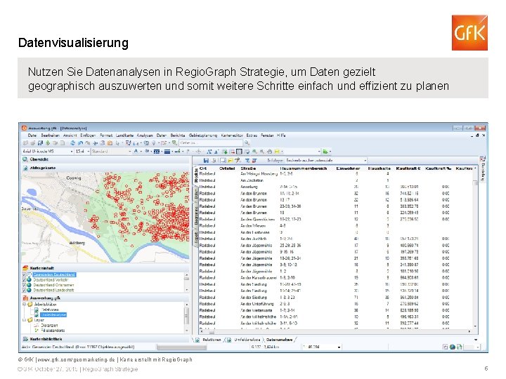 Datenvisualisierung Nutzen Sie Datenanalysen in Regio. Graph Strategie, um Daten gezielt geographisch auszuwerten und
