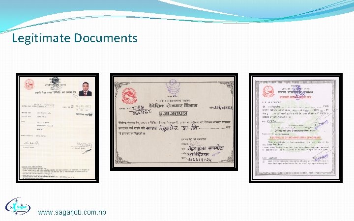 Legitimate Documents www. sagarjob. com. np 