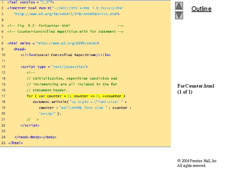 Outline For. Counter. html (1 of 1) 2004 Prentice Hall, Inc. All rights reserved. Outline For. Counter. html (1 of 1) 2004 Prentice Hall, Inc. All rights reserved.
